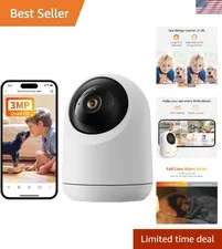 Pan/Tilt Indoor Camera with Enhanced Night Vision & Real-Time Alerts for Care