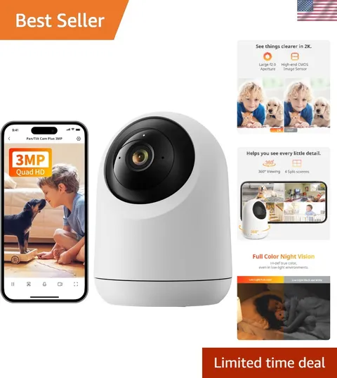 Pan/Tilt Indoor Camera with Enhanced Night Vision & Real-Time Alerts for Care
