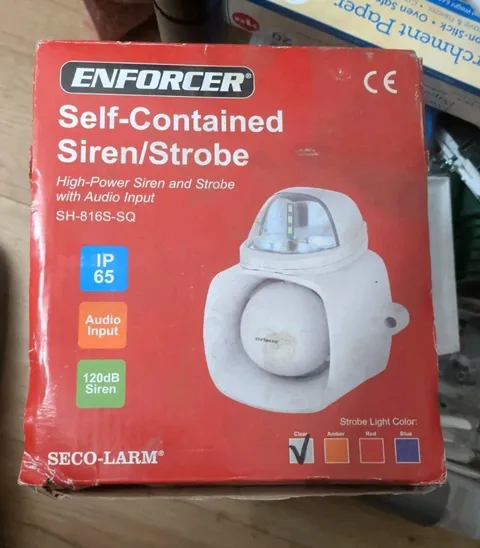 Seco-Larm ENFORCER Self-Contained Siren/Strobe, Clear  (SH-816S-SQ/A) [Open Box]