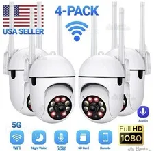 4-Pack 1080p PTZ WiFi Indoor/Outdoor Security Cameras Night Vision 2-Way Audio