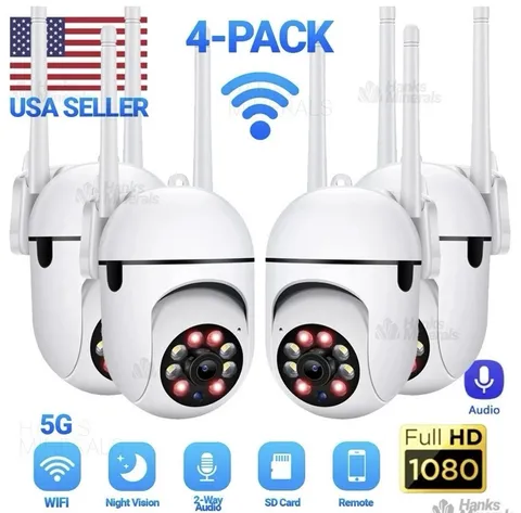 4-Pack 1080p PTZ WiFi Indoor/Outdoor Security Cameras Night Vision 2-Way Audio