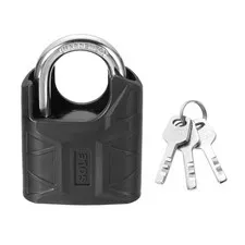 High Security Solid Steel Padlock with Key, Black (2 Inch)