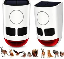 Solar Motion Sensor Alarm Outdoor 4 Working Mode Dog Barking Motion Activated...