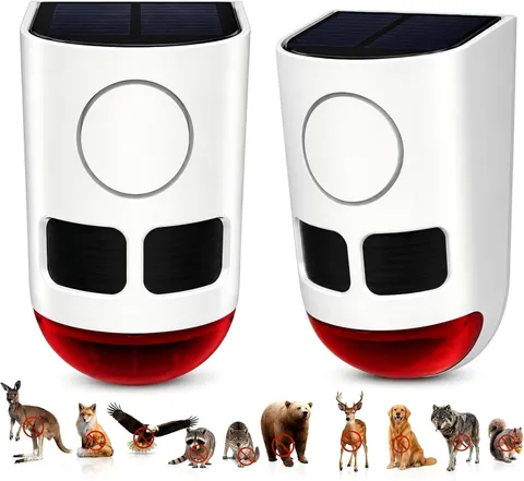 Solar Motion Sensor Alarm Outdoor 4 Working Mode Dog Barking Motion Activated...
