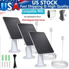 3Pcs Solar Panel Charger for Arlo Ultra/Ultra2/Pro 3/Pro 4 Security Camera US