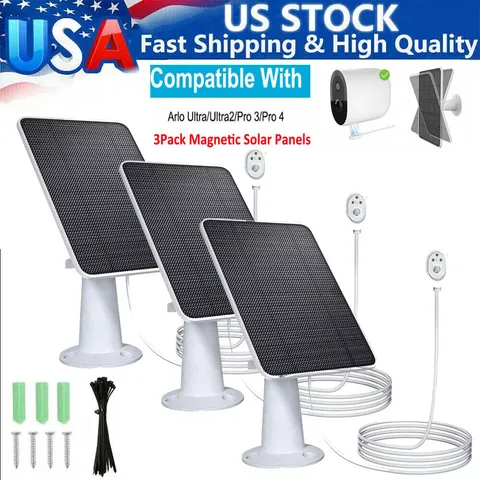 3Pcs Solar Panel Charger for Arlo Ultra/Ultra2/Pro 3/Pro 4 Security Camera US
