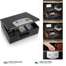 Dalmbox Portable Metal Safe Box with Digital Code Lock,Fire Resistant Storage...