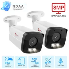Anpviz 2X 8MP Audio PoE Outdoor Security IP Camera Human & Car Detec Color Night