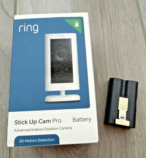 RING Stick Up Cam Pro Battery Outdoor HD Camera White + FREE XTRA BATTERY - READ
