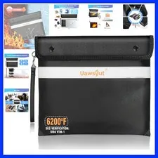 Fireproof Document Bag - 6200°F Important Document Bags with Zipper, Water Re...