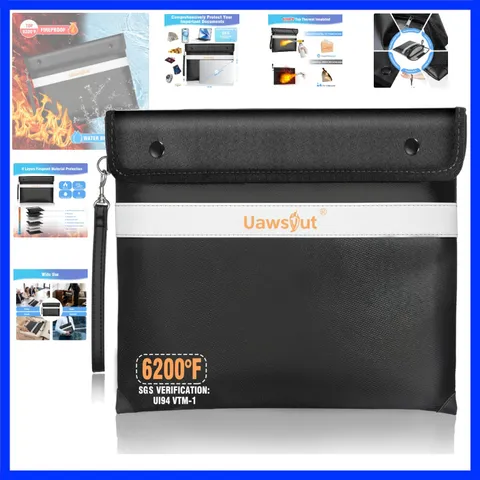 Fireproof Document Bag - 6200°F Important Document Bags with Zipper, Water Re...