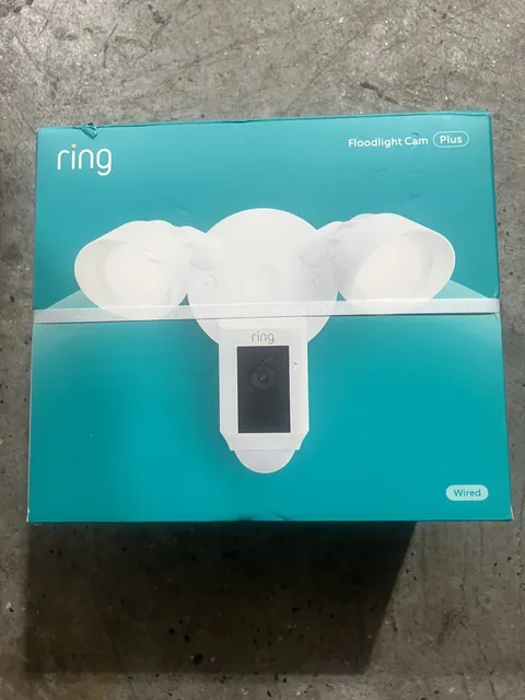 Ring Floodlight Cam Wired Plus with motion-activated 1080p HD video, White