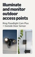 Ring Floodlight Cam Plus, Wired, Black with Outside Door Sensor, Black (newest m