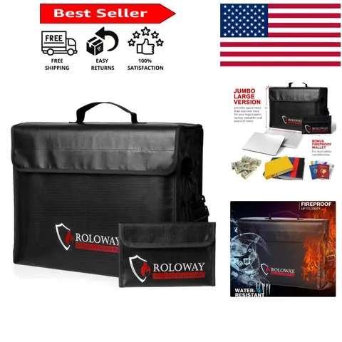 Secure Fireproof & Water-Resistant Bag for Money and Documents - 10 lbs Cap.