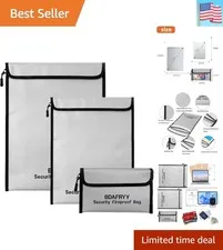 3 Pcs Fireproof Waterproof Money Important Document Bag2000℉,Fire Proof Bag f...