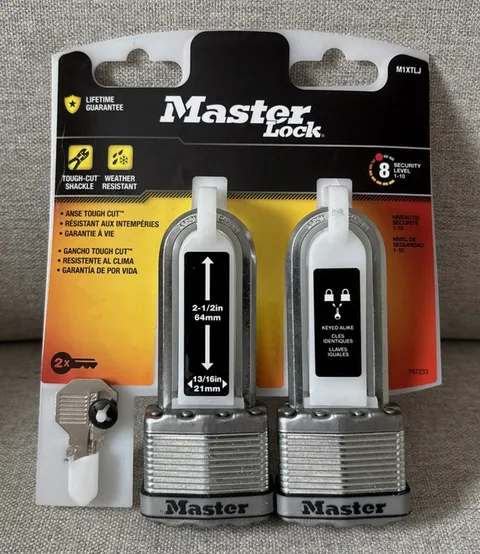 Master Lock ~ 2 Pk ~ M1XTLJ ~ Heavy Duty~ Outdoor ~ Keyed-Alike ~ 2 1/2” Padlock