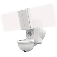 Wi-Fi Video Outdoor White Wired Motion Activated Security Camera Edge Lit