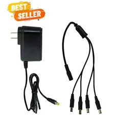Proprietary Black Camera Power Adapter with 4-Way Splitter - Night Owl Security