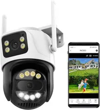 6MP Dual Lens Wireless Outdoor Security Camera Outdoor, Wifi Home Survaillance C