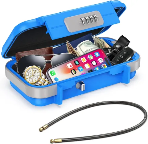 Portable Safe Box, Combination Lock Box with Code, Waterproof Anti-Theft Mini