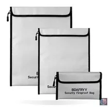 3 Pcs Fireproof Waterproof Money Important Document Bag2000℉,Fire Proof Bag f..-