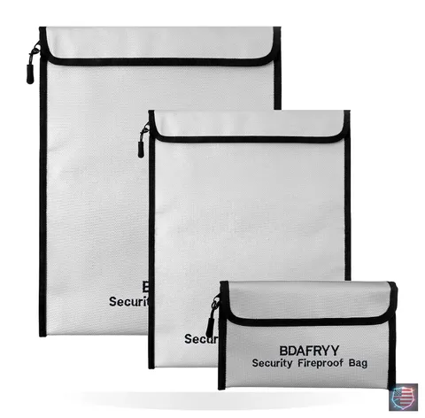 3 Pcs Fireproof Waterproof Money Important Document Bag2000℉,Fire Proof Bag f..-