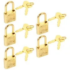 5Sets Lightweight Reusable Plastic Treasure Chest Padlocks with Keys Golden