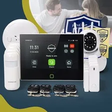 HOMSECUR Wireless WIFI 4G 2G LCD Home Security 7" Alarm System+4*PIR+Door Sensor