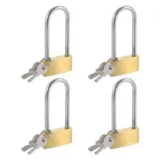 4Pcs Solid Brass Padlock with Key 1-1/4" Wide Body 1.9 Inch Long Shackle Lock