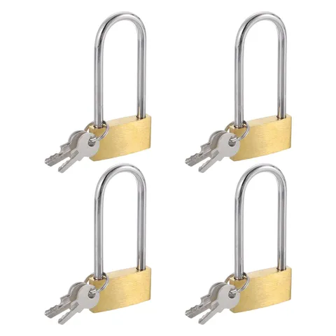 4Pcs Solid Brass Padlock with Key 1-1/4" Wide Body 1.9 Inch Long Shackle Lock