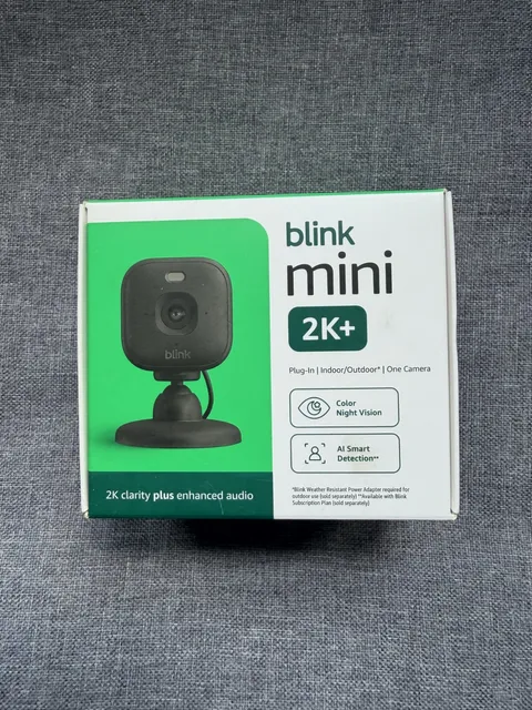 Blink Mini 2K+ (newest model) Plug-in Home & Pet Security Camera (Black) NEW