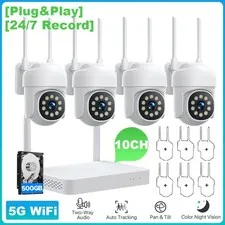 10CH NVR 4PCS Wireless Security Camera WiFi 2-Way Audio Recording CCTV System