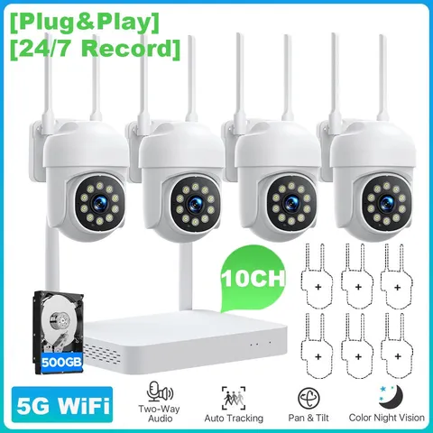 10CH NVR 4PCS Wireless Security Camera WiFi 2-Way Audio Recording CCTV System