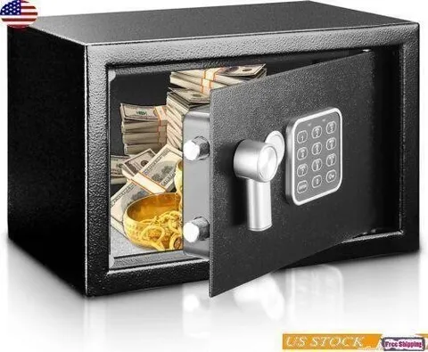 Steel Digital Safe Box Secure Storage w/ 2 Keys Cash Firearms Jewelry Cabinet US