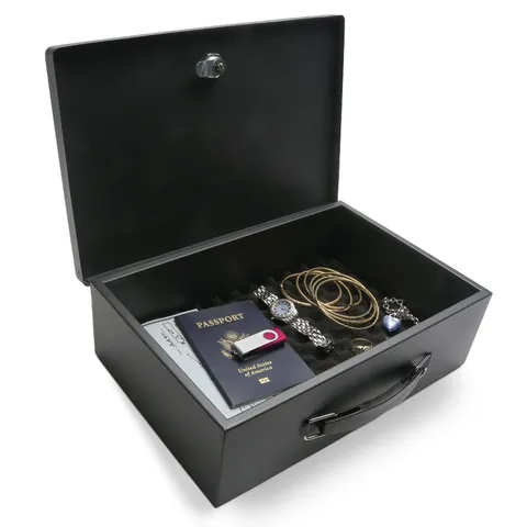 Small Fire-Resistant Safe Box for Home - Steel Security Lock Box with Keys - 0.1