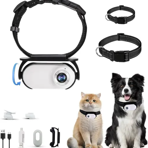 HD Pet Camera Collar 32GB Loop Recording & App Alerts for Dogs Cats