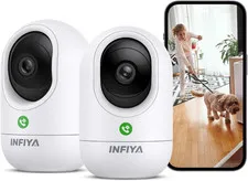 360° PTZ One-Tap Call Indoor Camera 2.4Ghz Baby Pet Monitor, 2Pack | 360° PTZ, I