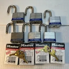 Master locks keyed alike lot of 6 locks 4 keys Commercial Use 4#1   2#3