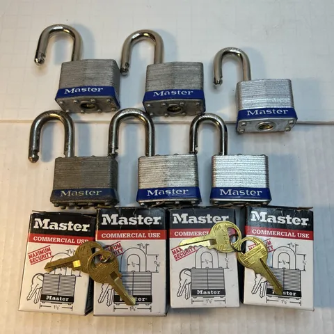 Master locks keyed alike lot of 6 locks 4 keys Commercial Use 4#1   2#3
