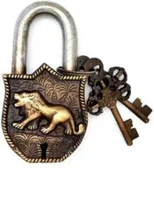 Brass Padlock Tiger Engraved Design Fully Functional Brass Lock with 2 Keys