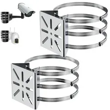 2 PCS Universal Wall Mount Bracket 6 Loops Stainless Pole Adapter CCTV PTZ