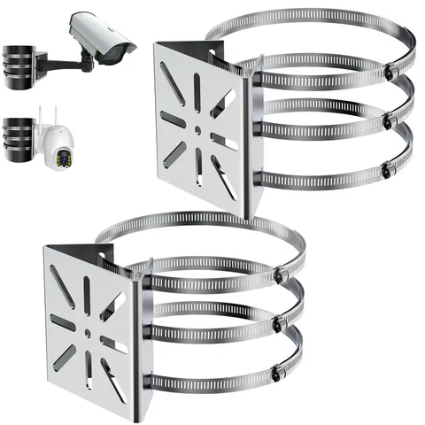 2 PCS Universal Wall Mount Bracket 6 Loops Stainless Pole Adapter CCTV PTZ