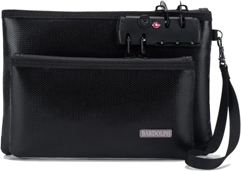 Fireproof Money Bag with Lock, Double layer Cash Bag BankBag for Cash, Valuable