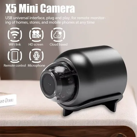 X5 Mini Wi-Fi IP Surveillance Camera HD Indoor Night Vision Mic USB Black
