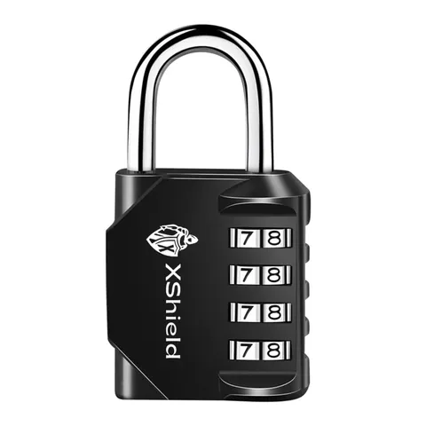 XShield 4-Digit Combination Padlock | Heavy-Duty Keyless Lock with 10,000 C