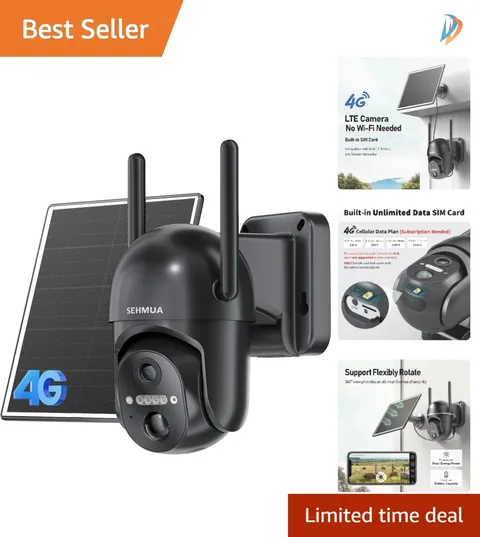 2K Resolution Solar-Powered Security Camera with Built-in SIM - Outdoor Ready
