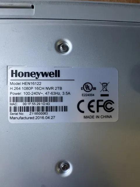 Honeywell HEN16122 16-Channel 1080p H.264 2TB IP/Network NVR