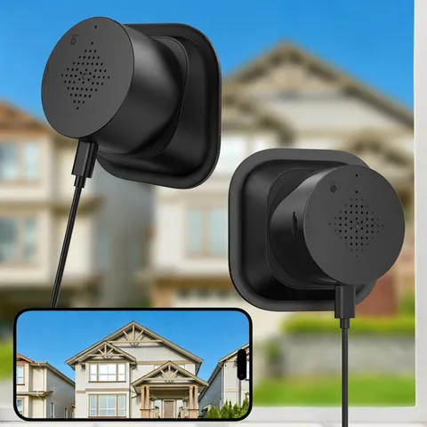 2 Pack 2K Window Security Camera, No-Drill 18° Tilt Mount