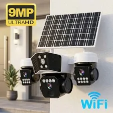 Camara De Seguridad 4K Solar WiFi Inalambricas Para Exterior Con Vision Nocturna