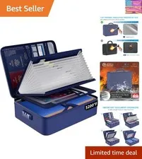 5200℉ Fireproof File Organizer Bag with 13 Pocket Accordion File Folder,Docum...
